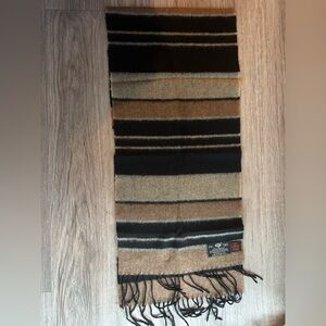 Danier 80% Lambswool 20% Polyester Scarf Brown Stripe